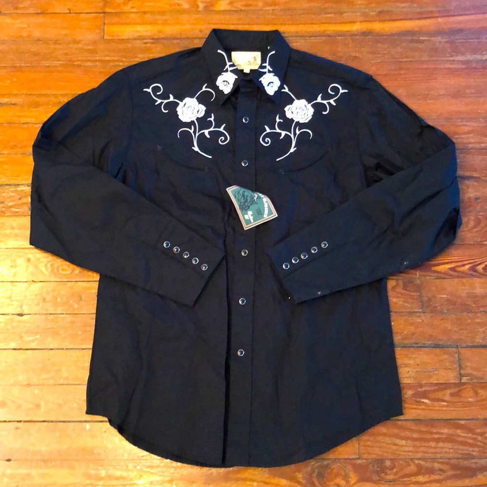 Roper Denver Colorado Old West Classics western wear pearl snap shirt black NWT